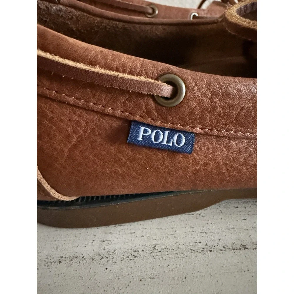 POLO RALPH LAUREN Men's Bienne Oil‎ Tumbled Leather Boat Shoes Tan US 11